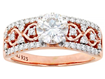Picture of Pre-Owned Moissanite 14k Rose Gold Over Silver Ring 1.44ctw DEW.