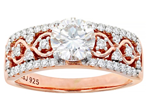 Pre-Owned Moissanite 14k Rose Gold Over Silver Ring 1.44ctw DEW.