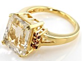 Pre-Owned Yellow Rutilated Quartz 18k Gold Over Silver Ring 4.86ctw