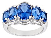 Pre-Owned Blue Lab Created Spinel Rhodium Over Silver Ring 3.93ctw