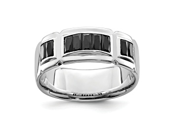Picture of Pre-Owned Black Cubic Zirconia Rhodium Over Sterling Silver Mens Band Ring