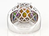 Pre-Owned Northern Lights™ quartz rhodium over silver ring 6.11ctw