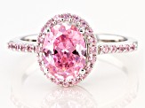Pre-Owned Pink Cubic Zirconia Rhodium Over Sterling Silver Ring 3.59ctw