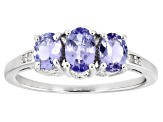 Pre-Owned Blue Tanzanite Rhodium Over Sterling Silver Ring .96ctw