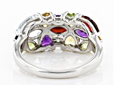 Pre-Owned Multi-Gemstone Rhodium Over Sterling Silver Ring 2.60ctw
