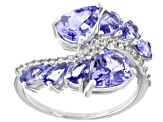 Pre-Owned Blue Tanzanite Rhodium Over Silver Ring 3.53ctw