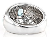 Pre-Owned Blue Zircon Rhodium Over Sterling Silver Ring 1.75ctw
