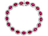 Pre-Owned Lab Created Ruby Rhodium Over Sterling Silver Bracelet 12.50ctw
