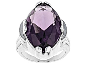 Pre-Owned Purple Crystal Silver Tone Solitaire Ring