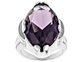 Pre-Owned Purple Crystal Silver Tone Solitaire Ring