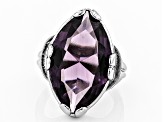 Pre-Owned Purple Crystal Silver Tone Solitaire Ring