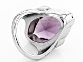 Pre-Owned Purple Crystal Silver Tone Solitaire Ring