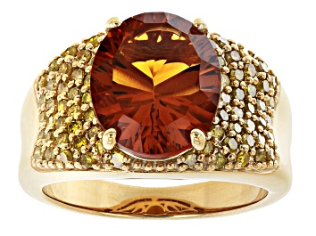 Picture of Pre-Owned Orange madeira citrine 18k yellow gold over silver ring 4.23ctw