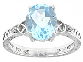 Pre-Owned Sky Blue Glacier Topaz Rhodium Over Silver Ring 3.04ctw