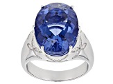 Pre-Owned Blue Color Change Fluorite Rhodium Over Silver Ring 8.54ctw