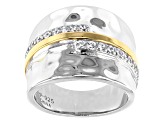 Pre-Owned White Cubic Zirconia Rhodium And 14K Yellow Gold Over Sterling Silver Ring 0.61ctw