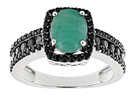 Pre-Owned Zambian Emerald Rhodium Over Silver Ring 2.00ctw