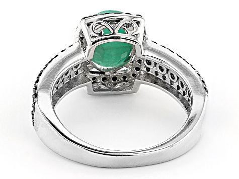 Pre-Owned Zambian Emerald Rhodium Over Silver Ring 2.00ctw