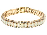Pre-Owned Multicolor Ethiopian Opal 18k Yellow Gold Over Silver Bracelet 11.01ctw