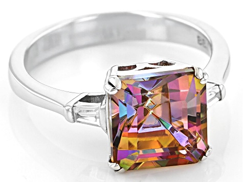 Pre-Owned Multicolor Northern Lights™ Quartz Rhodium Over Sterling Silver Ring 2.15ctw