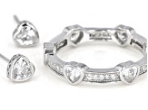 Pre-Owned White Cubic Zirconia Rhodium Over Sterling Silver Heart Ring And Stud Earrings Set 2.75ctw