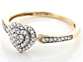 Pre-Owned White Diamond 10k Yellow Gold Heart Cluster Ring 0.15ctw
