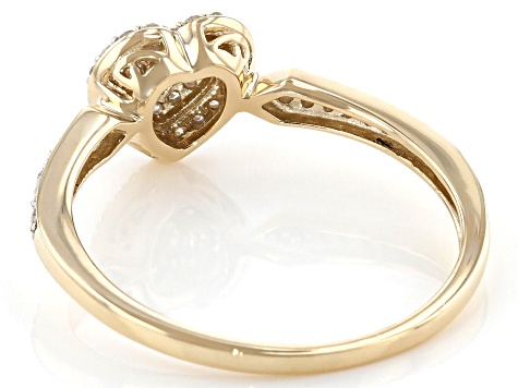 Pre-Owned White Diamond 10k Yellow Gold Heart Cluster Ring 0.15ctw