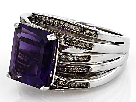 Pre-Owned Purple Amethyst Rhodium Over Sterling Silver Ring 5.04ctw