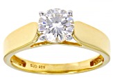 Pre-Owned Candlelight Moissanite 14k yellow gold over silver ring 1.00ct DEW.