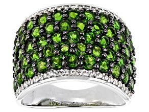 Pre-Owned Green Chrome Diopside Rhodium Over Sterling Silver Ring 4.55ctwctw