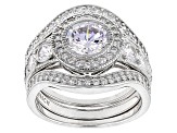 Pre-Owned White Cubic Zirconia Rhodium Over Sterling Silver Ring With Bands 3.81ctw