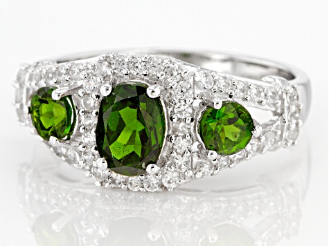 Pre-Owned Green Chrome Diopside Sterling Silver Ring 1.75ctw