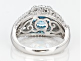 Pre-Owned Blue And White Cubic Zirconia Rhodium Over Sterling Silver Ring 4.99ctw