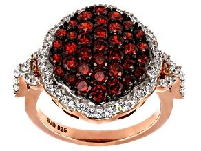 Pre-Owned Red And White Cubic Zirconia 18k Rose Gold Over Silver Ring 3.74ctw (1.47ctw DEW)