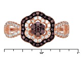 Pre-Owned Brown And White Cubic Zirconia 18k Rg Over Silver Ring .82ctw