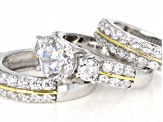 Pre-Owned White Cubic Zirconia Rhodium Over Silver & 18k Yellow Gold Over Silver Ring W/ Bands 8.31c