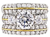 Pre-Owned White Cubic Zirconia Rhodium Over Silver & 18k Yellow Gold Over Silver Ring W/ Bands 8.31c