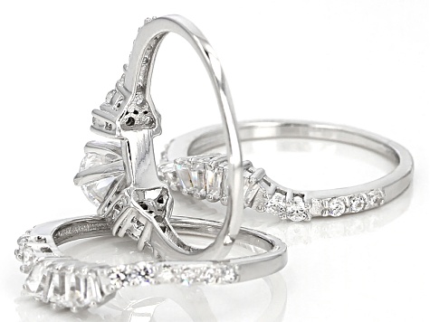 Pre-Owned White Cubic Zirconia Rhodium Over Sterling Silver Ring With Bands 3.23ctw