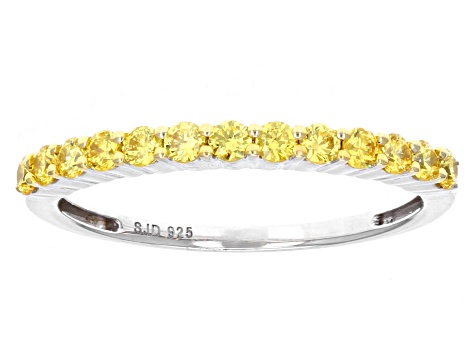 Pre-Owned Yellow Zirconia From Swarovski ® Rhodium Over Sterling Silver Ring 0.77ctw - PRY174 - Vimarsana News