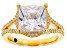 Pre-Owned White Cubic Zirconia 18k Yellow Gold Over Silver Ring 6.32ctw