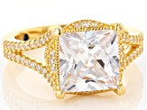Pre-Owned White Cubic Zirconia 18k Yellow Gold Over Silver Ring 6.32ctw