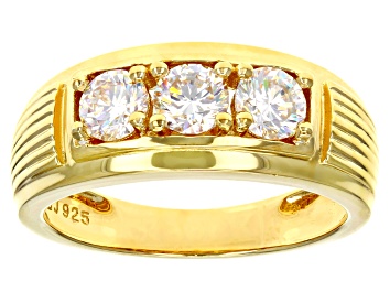 Picture of Pre-Owned White Strontium Titanate 18k Yellow Gold Over Sterling Silver Ring 2.09ctw