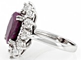 Pre-Owned Red Ruby Sterling Silver Ring 5.05ctw