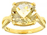 Pre-Owned Yellow Brazilian Citrine 18k Yellow Gold Over Sterling Silver Ring 6.50ct