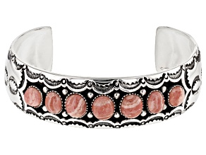 Pre-Owned Pink Rhodochrosite Silver Cuff Bracelet