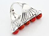 Pre-Owned Red Sponge Coral Silver Ring
