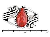 Pre-Owned Red Sponge Coral Silver Solitaire Ring
