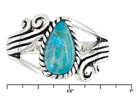 Pre-Owned Blue Turquoise Silver Solitaire Ring