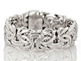 Pre-Owned Rhodium Over Sterling Silver 6mm Byzantine Ring
