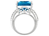 Pre-Owned Womens Bold Cocktail Ring Bright Blue Glacier Topaz Sterling Silver Solitaire Style Ring